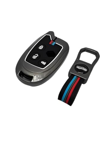 Image of BKN Luxury Metal Soft Car Key Shell with Keychain & Full Protection Key Cover Compatible with Maruti Suzuki 3 Button Nippon | Ritz Smart Remote Shell (3 Button Smart Key)