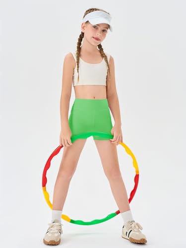 Image of Haloumoning Girls Athletic Shorts Kids High Waisted Yoga Dance Biker Shorts Comfy Gymnastics Shorts 5-14Y