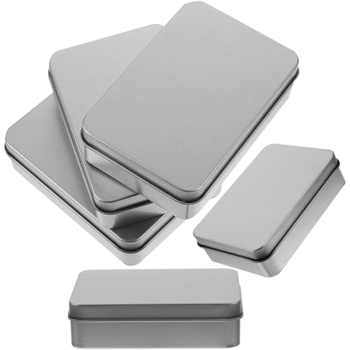 MOKKHNB 5個 点小型馬口缶箱収納ケース 蓋付きジュエリー収納ボックス 耐久性軽量多用途小物入れ 硬貨ボタンネジなど整理用