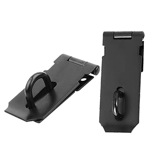 Image of 2 Pack Door Locks Hasp Latch,Stainless Steel Safety Clasp Hasp Lock Latch,Extra Thick Gate Lock Hasp with Screws Brushed Finish for Small Doors, Cabinets and More (Black, 3IN)