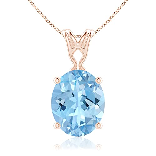 Angara Natural Aquamarine Solitaire Pendant for Women | Vintage in 14K Solid Gold/Platinum | March Birthday, Anniversary, Gemstone Jewellery Gift