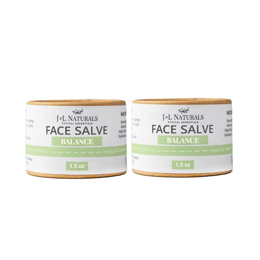 J&L Naturals Sustainable Face Salve Moisturizer for Combination Skin & Oily Skin | Organic Ingredients, 100% Natural | Cruelty Free, Vegan, Paraben Free (1-Pack) (Balance, 1.5 Oz (Pack of 2))