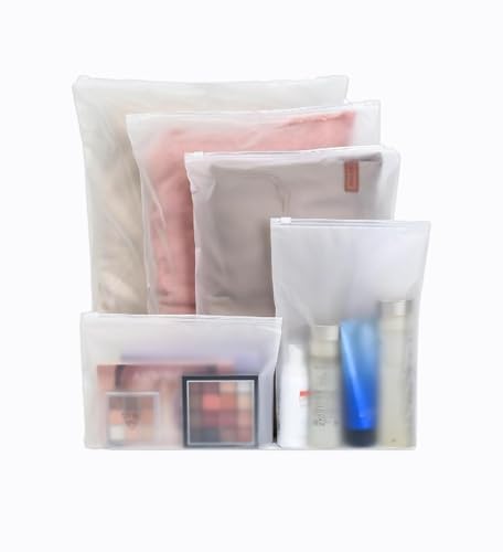 Image of ZURATO Polyethylene 5pc Set Transparent Packing Bags for Travelling, Zip Bags for Clothes, Cosmetic, Jewellery, Tolitary, Shoes Storage Bag for Travel Organizer, Zip Lock Bag with Air Vent Hole(1 Set)