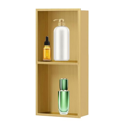 Double Shelf Stainless Steel Shower Niche Recessed Wall Storage for Bathroom Organization No Tile Installation Needed Durable Stylish