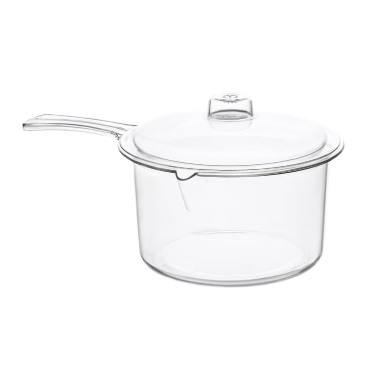 Polycarbonate Transparent Saucepan 0.85L β Durable Heat Resistant Clear Sauce Pan for Kitchen Cooking, Lightweight Food Safe Plastic Pot