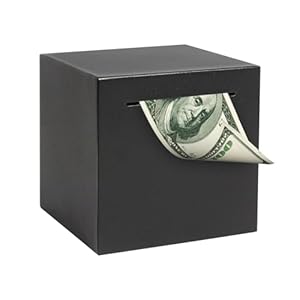 Steel Stainless Piggy Bank for Adults, Box,Must Break to Open,Adult Piggy Bank for Cash,Coin (Black, 4.72 inch)