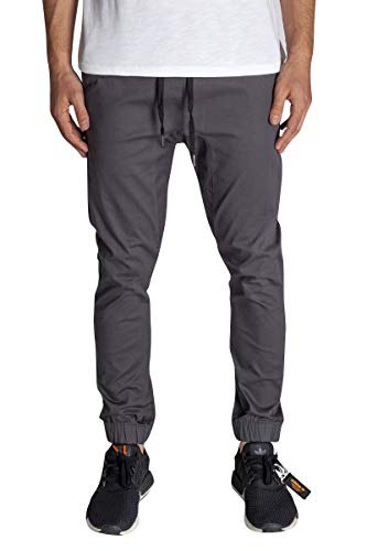 KDNK Men's Jogger Fit Stretch Twill Elastic Waist and Leg Drop Crotch Pants