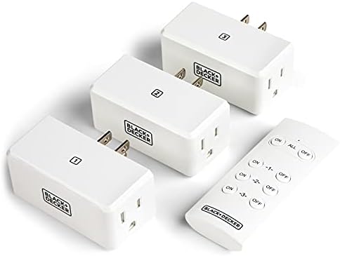 Black+Decker Wireless Remote-Control Outlet, Pack of 3 Outlets, 1 Remote - Premium Light Switches