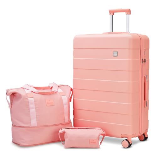 Image of imiomo 28 IN Large Luggage, Suitcase with Spinner Wheels, Hardside 3PCS Set Lightweight Rolling Travel Luggage with TSA Lock(28 inch /Pink)