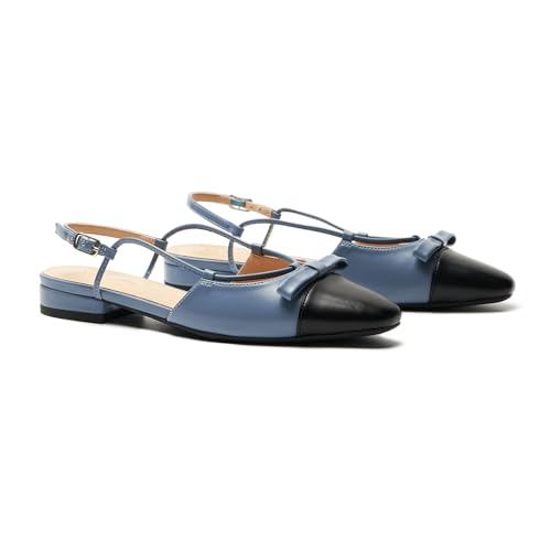 Image of C.Paravano Women Pointed Toe Slingback Flats Dressy Closed Sandal Shoes
