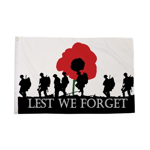 Flagmax Lest We Forget Remembrance Flags – Premium Quality Outdoor & Indoor Use (5ft x 3ft (150cm x 90cm))