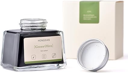 Image of HONGDIAN, Ink Bottle - Non Carbon | Green Olive | 60ml Premium Writing Ink.