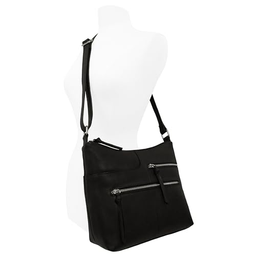 Bueno of California Antique Calf Leather Double Top Zip Shoulder, Black4