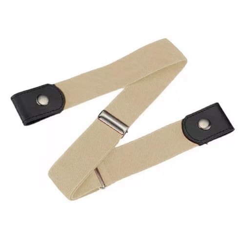 No Buckle Invisible Elastic Belt for Men & Women – Adjustable Waistband for Jeans and Casual Pants BEIGE