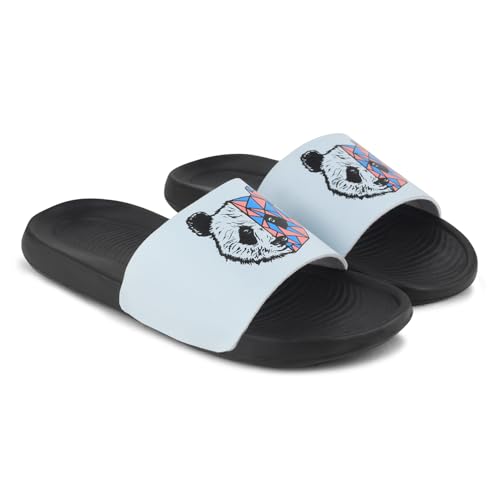 Image of PERY-PAO Sliders Mens White, Black, Grey, Sky blue Design Toxic, Spider, Dope, Panda Printed Flip Flop & Slippers