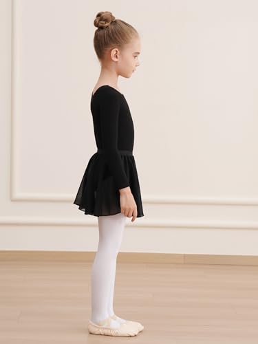 Image of WEGETIT Leotards for Girls Long Sleeve Ballet Dress Toddler Dance Leotard with Skirt Kids Gymnastics Outfits Tutu Dress