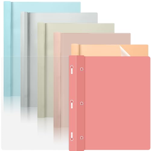6 PCS Retro Plastic Report Covers with 3 Prongs Clear Front Presentation Folders 3 Prong Folders for Resume Portfolio Document Report Letter Proposal School Classroom Office Supplies (Vintage)
