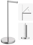 Evolvegoods Brushed Nickel Toilet Paper Holder Stand, Freestanding Toilet Paper Holder for Bathroom,304 Stainless Steel Rustproof Tissue Roll Holder Storage for 4 Rolls(Fits All Rolls)