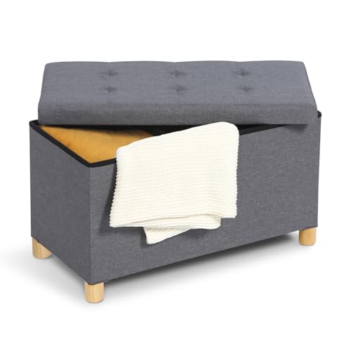 IDMarket - Banc Coffre Rangement sur Pied 76 cm Tissu Gris Anthracite