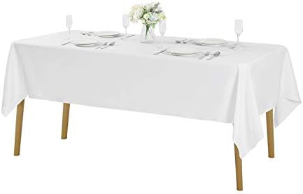 Rectangle Tablecloth 60x102 inch Washable Polyester Fabric Table Cloth for Wedding Party Dining Banquet Decoration（60x102, White）
