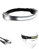 Stirnlampe LED Wiederaufladbar USB, [2 Seitenlichter] Superheller 1000 Lumen Kopflampe, 230° Sensor Stirnlampe 5 Lichtmodi Leichte IPX4 Wasserdichte Stirnlampen, Headlight für Joggen, Angeln, Laufen
