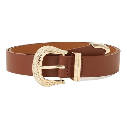 Women Leather Belt Fashion Leather Waist Belt for Pants Jean Ladies Western Thin Belt with Gold/Silver Buckle