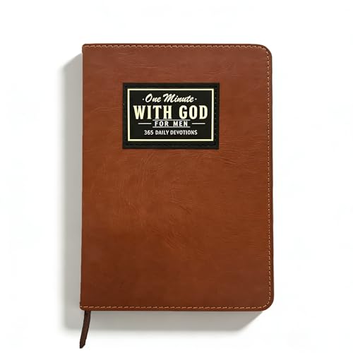 One Minute with God for Men,Daily Devotional for Men 365 Days of Daily Prayer Brown Book for Mens,2026 New Bible Prayer Journal for Mens Dailys Devotional Tracking Diary,Brown Faux Leather Journal