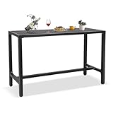 Outdoor Bar Table, 63' Black Patio Counter Height Bar Table, Outdoor Console Table with Weather Resistant Waterproof Top for Hot Tub, Balcony, Garden, Yard, Poolside,Black (Black, 63')
