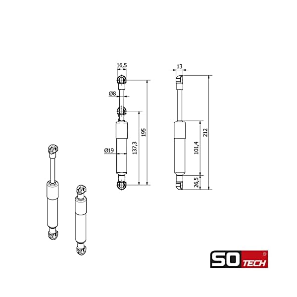 Gasdruckdämpfer 250-380N Kompressionsfedern Ersatzteil für KESSEBÖHMER Lift-o-Mat – Bild 8
