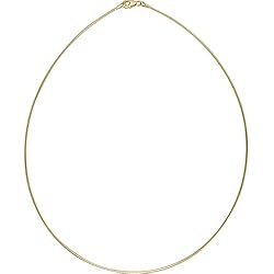 Gargantilla Omega De Oro Skielka Designschmuck Omegareif Plata – Trabajo de orfebrería de Alemania (plata de ley 925) chapado en oro – Gargantilla Omega de 1,3 mm – Cadena de arcilla – Cadena Omega, Plata esterlina, sin gema
