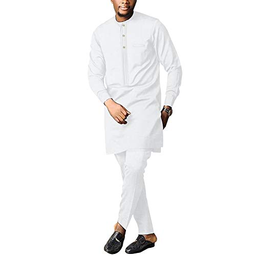 African Men's Formal Clothes Dashiki Shirt and Pant Two Piece Suit Traditional Long Sleeve Outfits