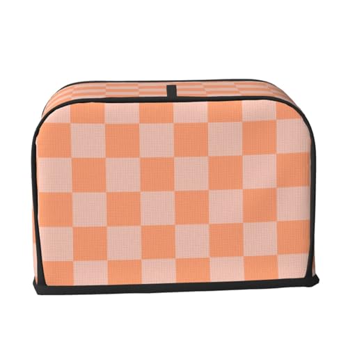 Cantaloupe And Blush Checkered 2 Slice Bread Machine Cover With Pockets, Toaster Cover Fingerprint Protection/Machine Washable Fits For Most Standard Toasters - S