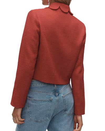 Women's Petal Bow Tweed Blazers Long Sleeve Cropped Jacket Tops Fall Open Front Office Work Blazer Coats2