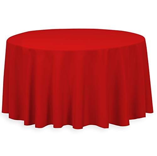 LinenTablecloth 120-Inch Round Polyester Tablecloth Red