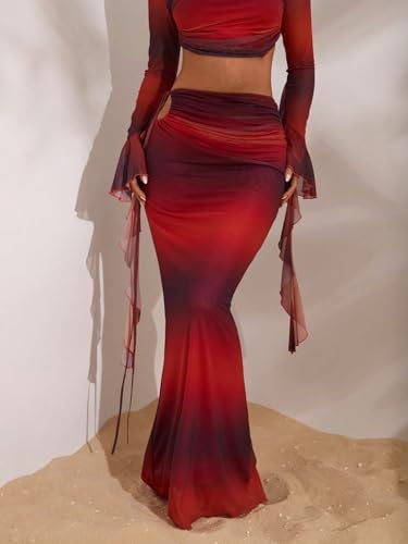 Women's 2025 Casual Maxi Long Skirts Knit Low Waist Skirt2