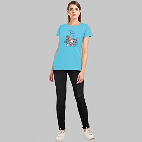 Image of Women's, Round Neck, Half-Sleeve, Printed, Cotton, Regular Fit, T-Shirt for Women