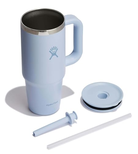 Image of Hydro Flask 24 Oz Travel Tumbler with Handle, Lid and Straw - Insulated Stainless Steel in 24 Oz Surf Blue