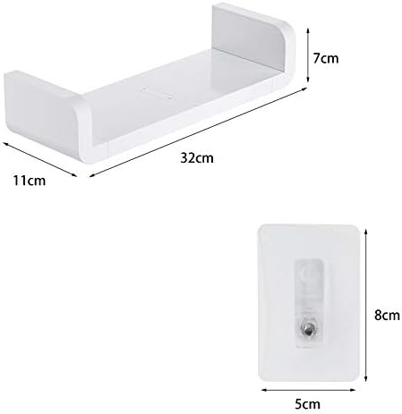 Plastic Bathroom Shelf, Wall Mounted Self Adhesive Bathroom Shelves, No Drilling Shower Bathroom Storage Organiser, Detachable Shower Holder Suction U Shaped Floating Shelves Bathroom Organizer