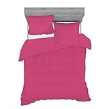 abakuhaus set copripiumino in cotone, copripiumino decorativo 3 pezzi set di biancheria da letto con 2 federe cuscini, 155 x 220 cm, magenta