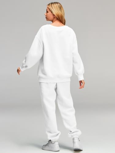 AUTOMET Womens 2 Piece Outfits Sweatsuit Oversized Sweatshirt Lounge Sets Baggy Sweatpants Fall Fashion with Pockets