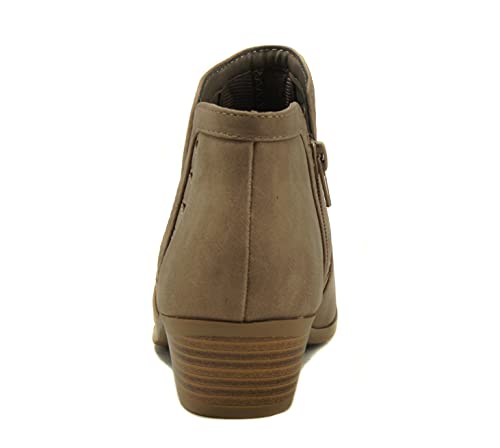 Image of Soda CHANCE Womens Perforated Cut Out Stacked Block Heel Ankle Booties (Wide Fit Available)
