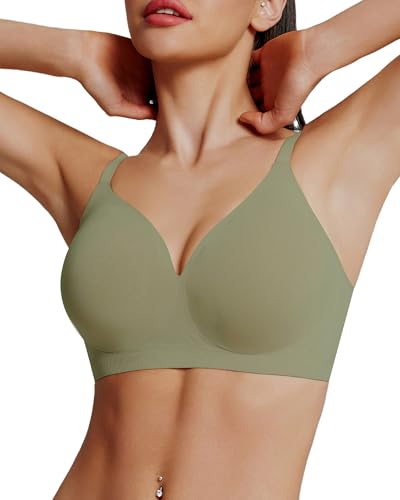 Image of HORISUN Seamless Bras Full Coverage V Neck Push Up Wireless Bras for Women