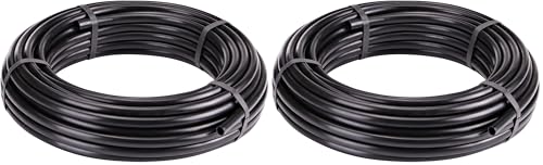 Raindrip 052010P 1/2 in. Drip Irrigation Supply Tubing, 100 ft., for Emitters, Irrigation Parts, and Drip Systems,Black Polythyrene (Pack of 2)