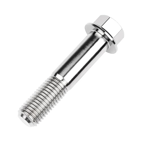 Image of Titanium Bolt M12 30 35 40 45 50 55 60 65 70 75 80 85 90mm Hex Small Flange Head for Motorcycle Car Modification Pack of 4 (M12x55mm Pitch 1.25, Silver)