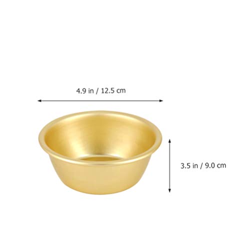 Yardwe 4Pcs Korean Traditional Makgeolli Bowls Round Rice Wine Bowls Mini Aluminum Soup Dishes For Home Kitchen Golden #TOP5
