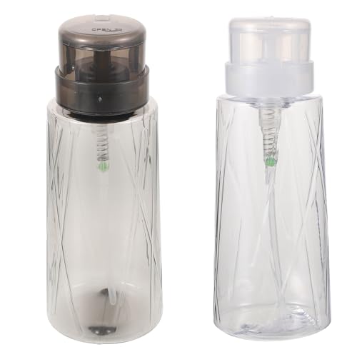 ABOOFAN Frascos Vacíos para Esmalte de Uñas Bomba de Presión 2 Unidades 1 Transparente 1 Negro Translúcido Dosificadores Antiderrame Cierre Hermético Compactos para Viajes y Uso