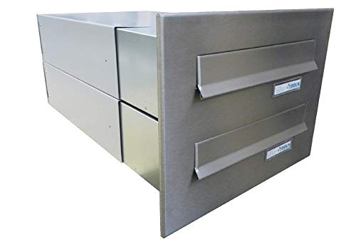 B-042 2er Edelstahl Mauerdurchwurf Briefkastenanlage mit Namensschild...