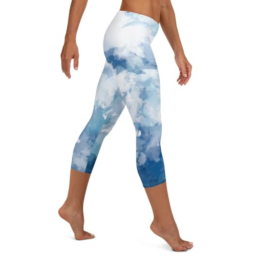 Legging capri bleu en maille extensible haut de gamme pour silhouette sculptée - 4