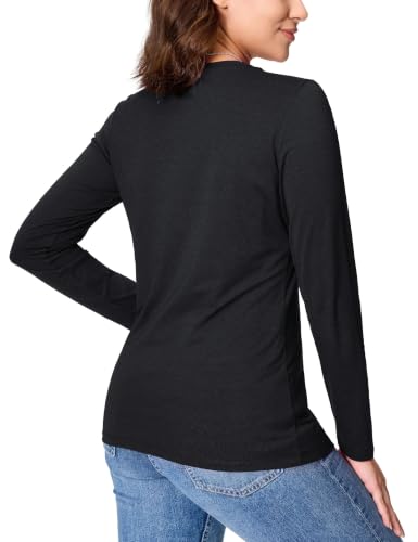 Image of YUCOLEN Long Sleeve Shirts for Women Cotton Crew Neck Casual Tops Fall