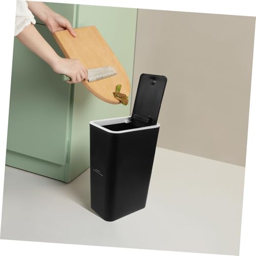 Basurero con tapa presion 10L negro estrecho para cocina y baño miniatura 6